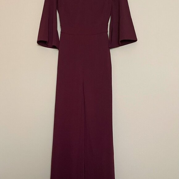 New York and Company, XXS Petite, Half Split Sleeve, Burgundy Jumpsuit - Picture 13 of 15
